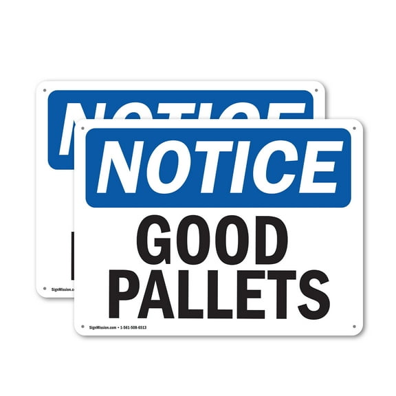 (2 Pack) Good Pallets OSHA Notice Sign 14 Inch X 10 Inch Indoor / Outdoor Rust-Free Aluminum Metal Signs for Workplace, Workshop, and Construction Site, Made in the USA