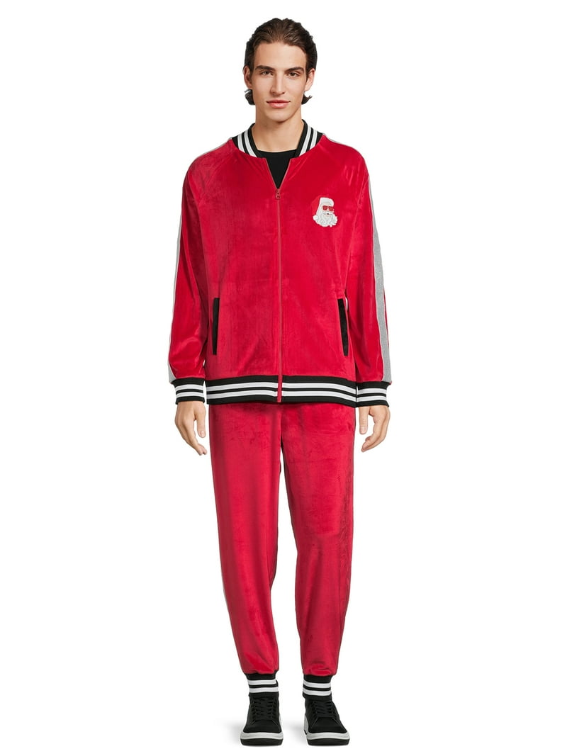 deadstock ENYCE velour sweatsuit XXXL 赤白 Jollyknits Men's Velour Christmas Tracksuit Set, 2-Piece, Sizes S