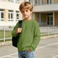 thumbnail image 4 of RUTAYY Boys Sweatshirt Waffle Knit Crew Neck Long Sleeve Cozy Solid Color Casual Pullover, Light Green, 4 of 6