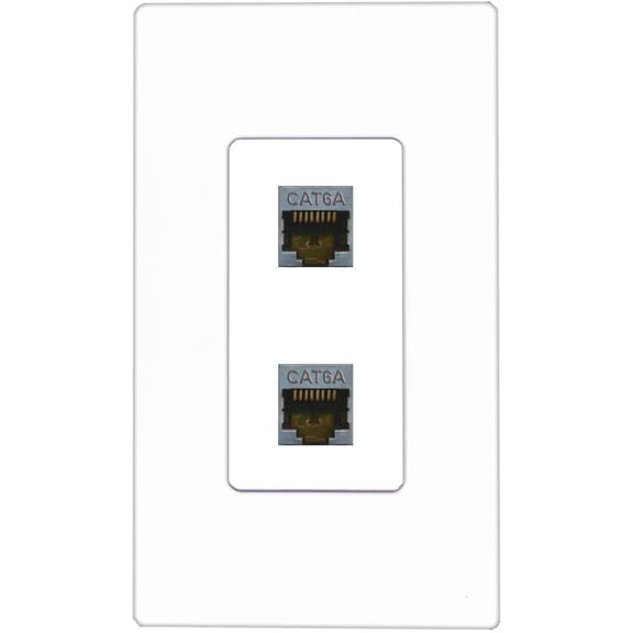 RiteAV 2 Port Cat6A Wall Plate - 1 Gang [Screwless White]