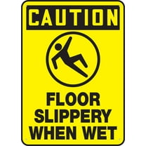 Caution Safety Sign Floor Slippery When Wet 12 X 8 Inch Metal Sign, Rustproof Aluminum, Multicolor