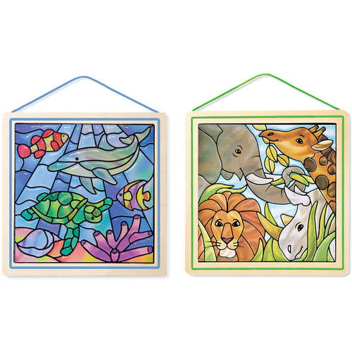 Safari Melissa & Doug Stained Glass Made Easy Activity Kit Arts and Crafts, Develops Problem Solving Skills, 80+ Stickers
