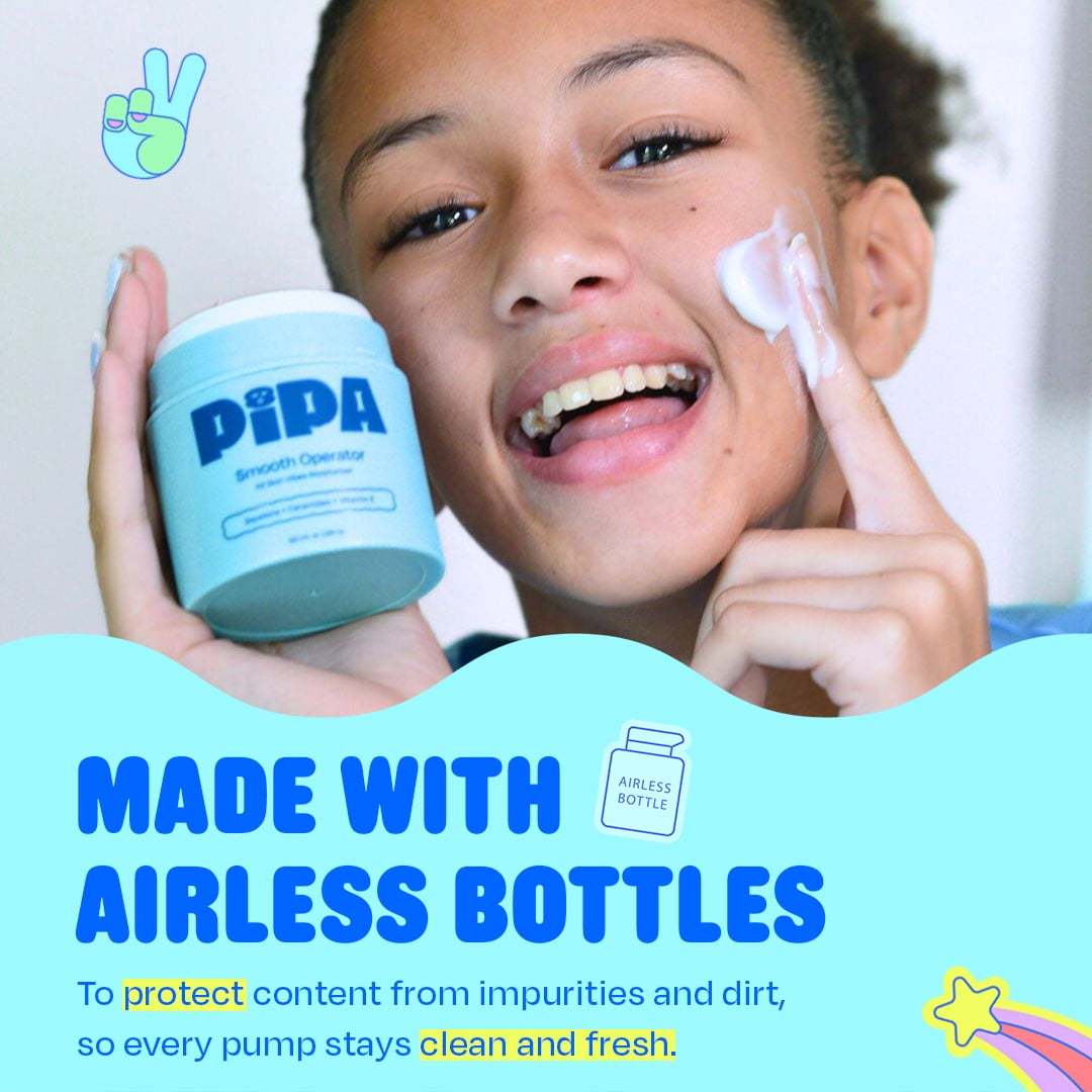 Pipa Skincare Smooth Operator Kids Face Moisturizer 1.7 oz | Clean, Non-Toxic, Hypoallergenic, Fragrance-Free Lotion | Multi-Vitamin Ceramides Cream | Gentle Daily Skin Care for Kids & Tweens