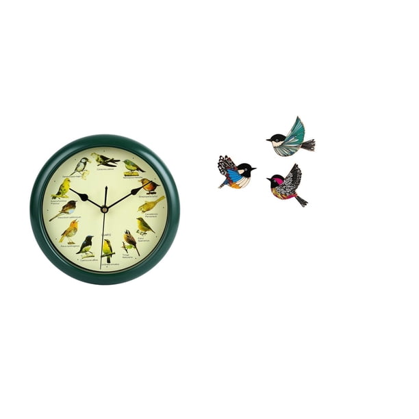 Reloj de pared,Reloj de pared decorativo con pájaros cantores,Reloj de pared de 10 pulgadas con sonido de pájaros musicales,Pájaro para colgar en la pared,Arte de pared de pájaros de madera