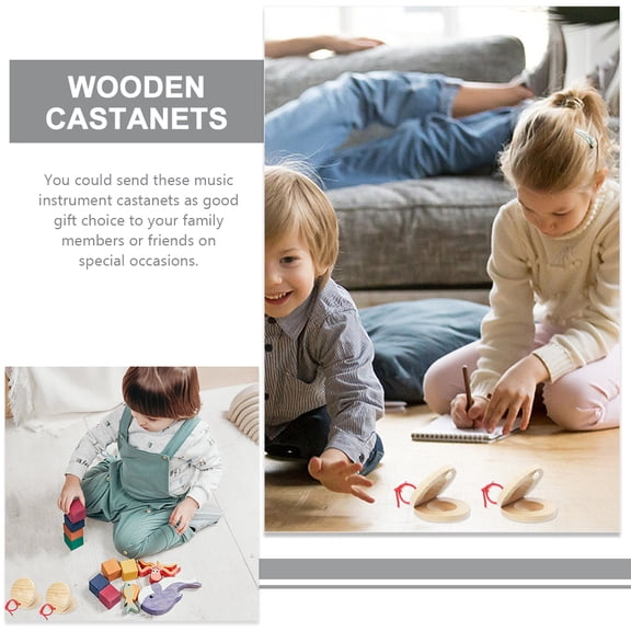 12 Pcs Finger Castanet Music Toys for Kids Percussion Instruments Wood Small Castanets Child Infant