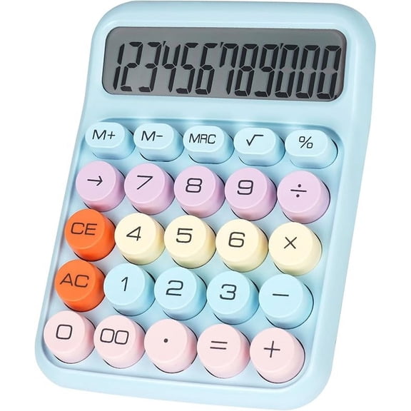 Mechanical Switch Calculator with Big Buttons, Calculators Desktop, 12 Digits, Large LCD Display, Desk Calculator, Cute Pink Calculator for Teachers Students Basic Office