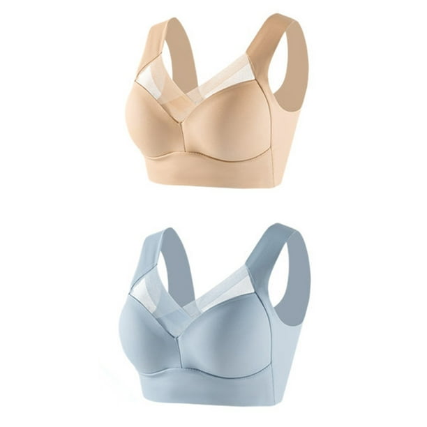 Aayomet Push Up Bras for Women Lace Tank Top Underwear Thin Side Fold Side  Breast Gather Adjustable Bra (Light Blue, XXXXL)
