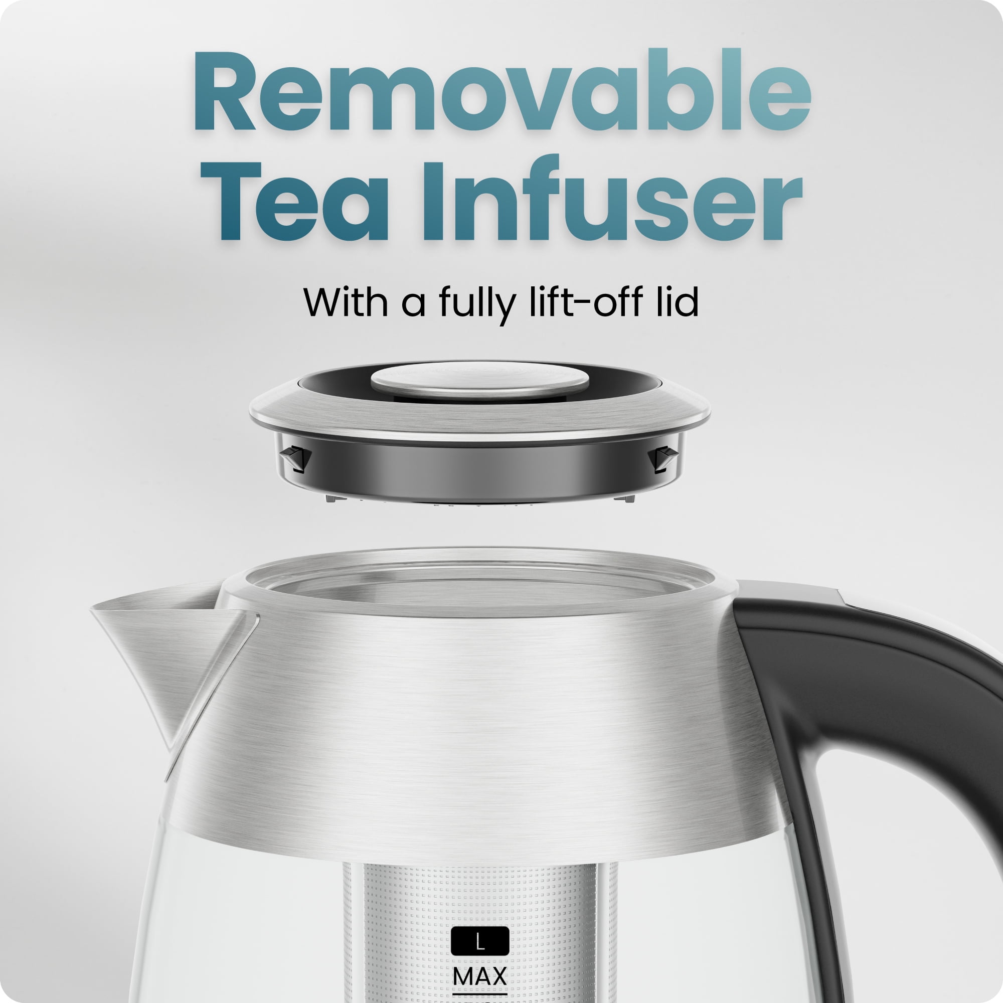 Chefman Lightning 1.8L Custom-Temp Electric Kettle, 1750W with Tea Infuser - Stainless Steel