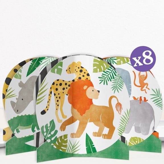 Big Dot of Happiness 3D Safari Animals Centerpiece Table Decorations, Assorted Set of Freestanding Jungle Birthday Party or Baby Shower Centerpieces - 8 Count