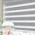 thumbnail image 3 of Keego Cordless Zebra Blinds for Windows 85% Blackout Shades Dual Layer Roller Shades for Home Bedroom Office (Grey Color, 30"W x 36"H, 3 of 9