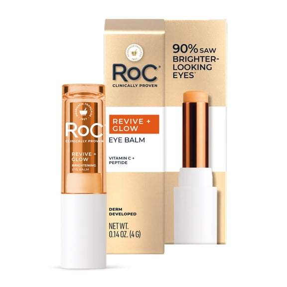 RoC Multi Correxion Revive   Glow Vitamin C Eye Balm,Touchless Stick Under-Eye Brightener for Dark Circles & Puffiness, Fragrance-Free, 0.14 oz