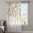 thumbnail image 3 of Colorful Flowers Semi Sheer Curtains Drapes for Living Room,Bedroom,French Doors Window 54 Inches Long,Spring Floral Leaves Botanical Country Beige Rod Pocket Chiffon Curtain Voile Drapery Panel, 3 of 8