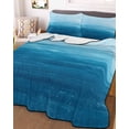 thumbnail image 3 of Quilts King Size, Sky Blue Ombre Soft Comforter Bedding Set for Bed, Modern Abstract Art Ocean Oil Painting Lightweight Quilted Bedspread with Pillow Cover(2 Pieces) for All Season, 96x106 Inch, 3 of 6