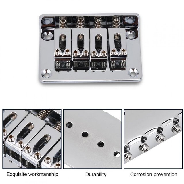 Keenso 4 String Guitar Bridge, Zinc Alloy Construction Not Easy To Damage Guitar Bridge, For Electric Guitar Bass