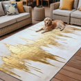 thumbnail image 4 of 3' x 5' Outdoor Rug, Abstract Gold Outdoor Washable Rug Large Floor Carpet, Modern Minimalist Art White Gray Ripple Non Shedding Area Rug for Outside Patio RV Porch Deck Balcony Camping Living Room, 4 of 9