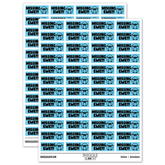 Missing Ewe You Sheep Teacher Student School Sticker Set - Light Blue - Gloss Finish - 1.25" Mini