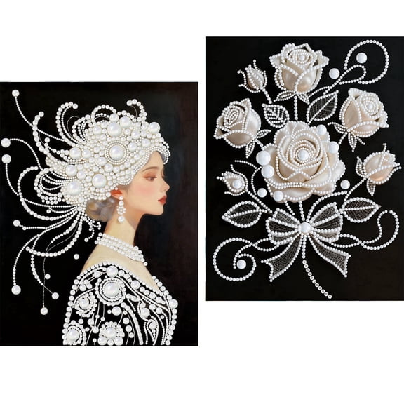 JYLMOOD 5D Diamond Art Pearl Painting Kits for Adults,Special Shape Diamond Art Kits for Wave, DIY 3D Plastic Pearl Painting Kit for Home Wall Decoration 13.8x17.7inch - Girl with Flower