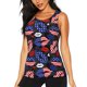 thumbnail image 1 of Fotbe American With Lips Blusas Sin Mangas para Mujer – Estilo Casual, Corte Suelto, Slim-Fit, Cuello Redondo Deportivo, Tops de Verano para Gimnasio y Yoga-Large, 1 of 7