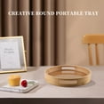 thumbnail image 2 of Round Serving Bamboo Wooden Tray for Dinner Trays Tea Bar Breakfast Food Container Handle Storage 1, 2 of 8