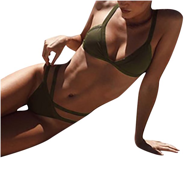Bikini de mujer sexy Empalme sólido Traje de baño de dos piezas Traje de baño Conjunto de ropa de playa Fridja nalpqowj21742