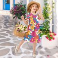 thumbnail image 4 of FORMRS Girls Short Sleeve Dress Summer Casual Round Neck A-line Beach Sundress, Sizes 2T-8T, Red Whimsical Floral, 4 of 8