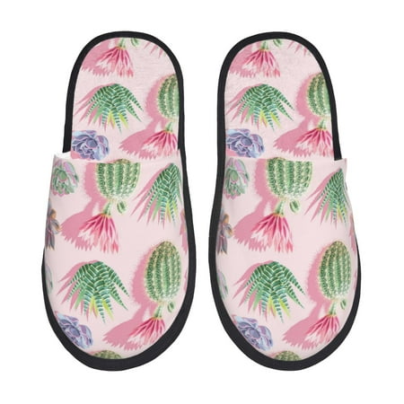 

Slippers for Women Cactus Succulents blooming Womens Slippers Fuzzy Winter House Shoes Soft Anti-Skid Slippers Indoor and Outdoor