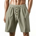 thumbnail image 2 of WAENQINLA Beach Linen Shorts for Men Casual Knee Length Button Lounge Short Summer Lightweight Elastic Waist Drawstring Shorts with Pockets Green Shorts,Size S-3XL, 2 of 9