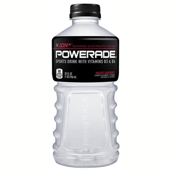 Powerade White Cherry Sports Drink 32 oz Plastic Bottles Pack of 15