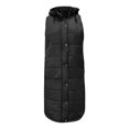 thumbnail image 4 of Edvintorg Women's Solid Color Sleeveless Waistcoat Hooded Single-Breasted Mid-Length Padded Pocket Jacket with Zipper, 4 of 5