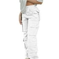 thumbnail image 6 of AILIYIL Women'S Solid Color Low Rise Multi Pocket Cargo Casual Trousers (White,M), 6 of 7