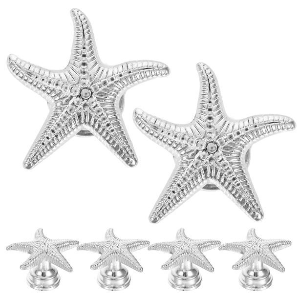 GOOHOCHY 6 pomos decorativos de aleación de zinc con forma de estrella de mar para armarios, cajones y tocador.