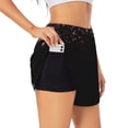 thumbnail image 3 of Lsque Sparkling Pink Night Sky Printed Women's Running Shorts with Liner Pockets,Elastic Quick Dry Workout Athletic Gym Yoga Shorts,Womens High Waist Shorts-X-Large, 3 of 9