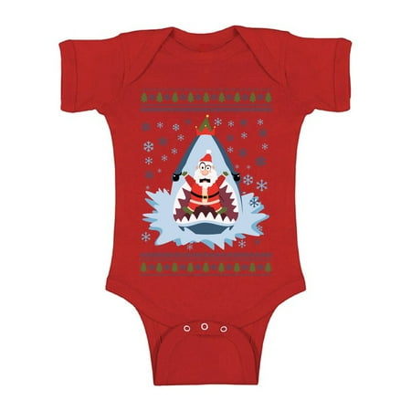 

Awkward Styles Ugly Christmas Baby Outfit Bodysuit Xmas Santa in Shark Romper