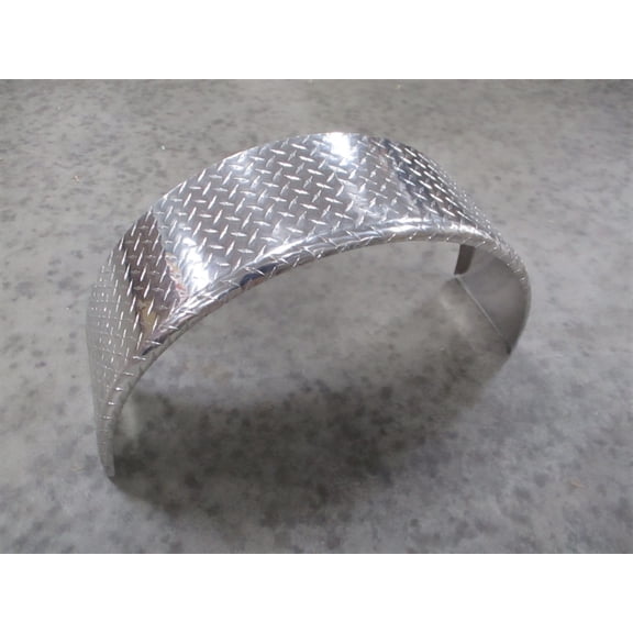 Single (1) Round Aluminum Tread Plate Cargo Trailer Fender 34"L 17.25"H 10"W