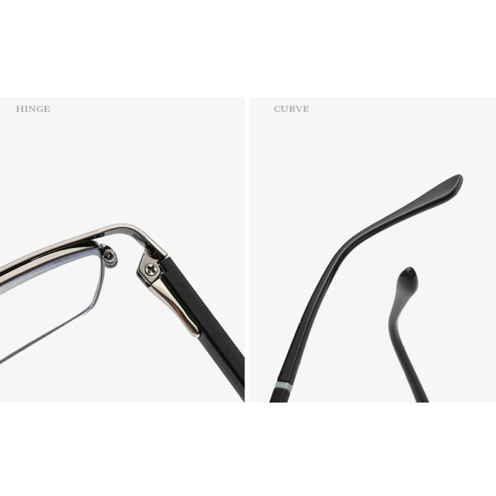 2 Pairs of Men Anti-blue light Reading Glasses 2.50 Metal Business Business Rectangular Spring Hinges Gold Readers +2.5