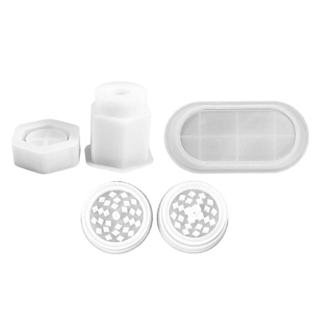Moldes de silicona para fundición de resina, molinillo de hojas, hierbas, cristales, resina epoxi. Bandeja de molinillo de botellas