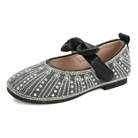 

DancePeanut Autumn Kids Glitter Pearl Casual Shoes For Children Girls Hook & Loop Butterfly-Knot Flat Shoes Size 26-36