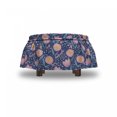 thumbnail image 4 of Floral Ottoman Cover, Dreamy Flowers Petals Spring, 2 Piece Slipcover Set with Ruffle Skirt for Square Round Cube Footstool Decorative Home Accent, Standard Size, Rose Dark Lavender, by Ambesonne, 4 of 5