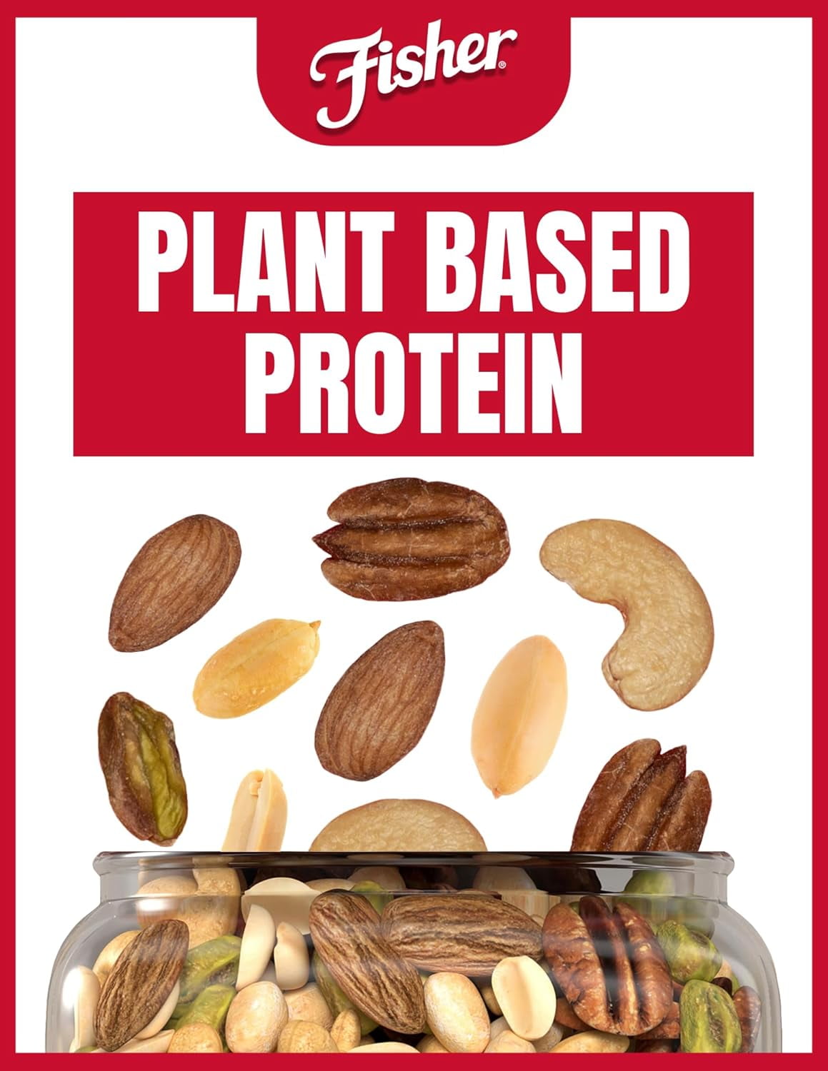 Fisher Oven Roasted Never Fried Mixed Nuts with Peanuts, 24 Ounces (Pack of 1), Peanuts, Almonds, Cashews, Pistachios, Pecans, Trail Mix, Healthy Snacks for Adults, Made With Sea Salt, No Added Oils