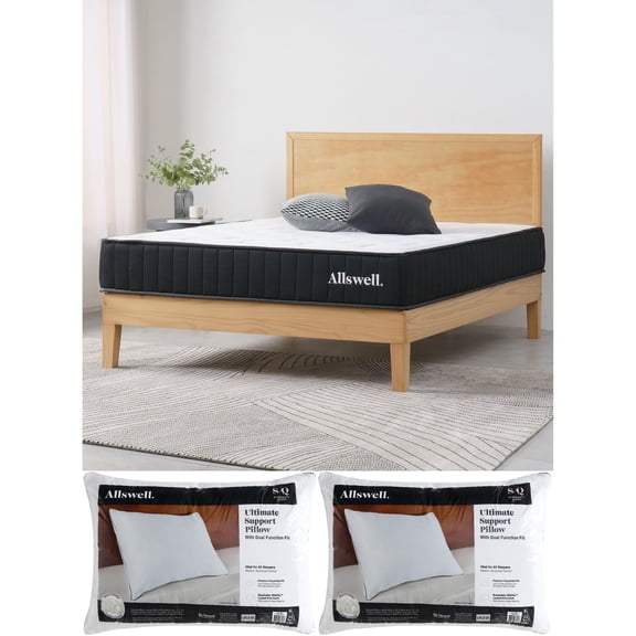 The Allswell 10" Hybrid Mattress with 2 Standard/Queen Pillows