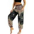 thumbnail image 3 of HLSOHJP Women's Harem Pants Yoga Hippie Boho Jogger Smocked Waist Genie Pants with Pocket Cool Summer, 3 of 7