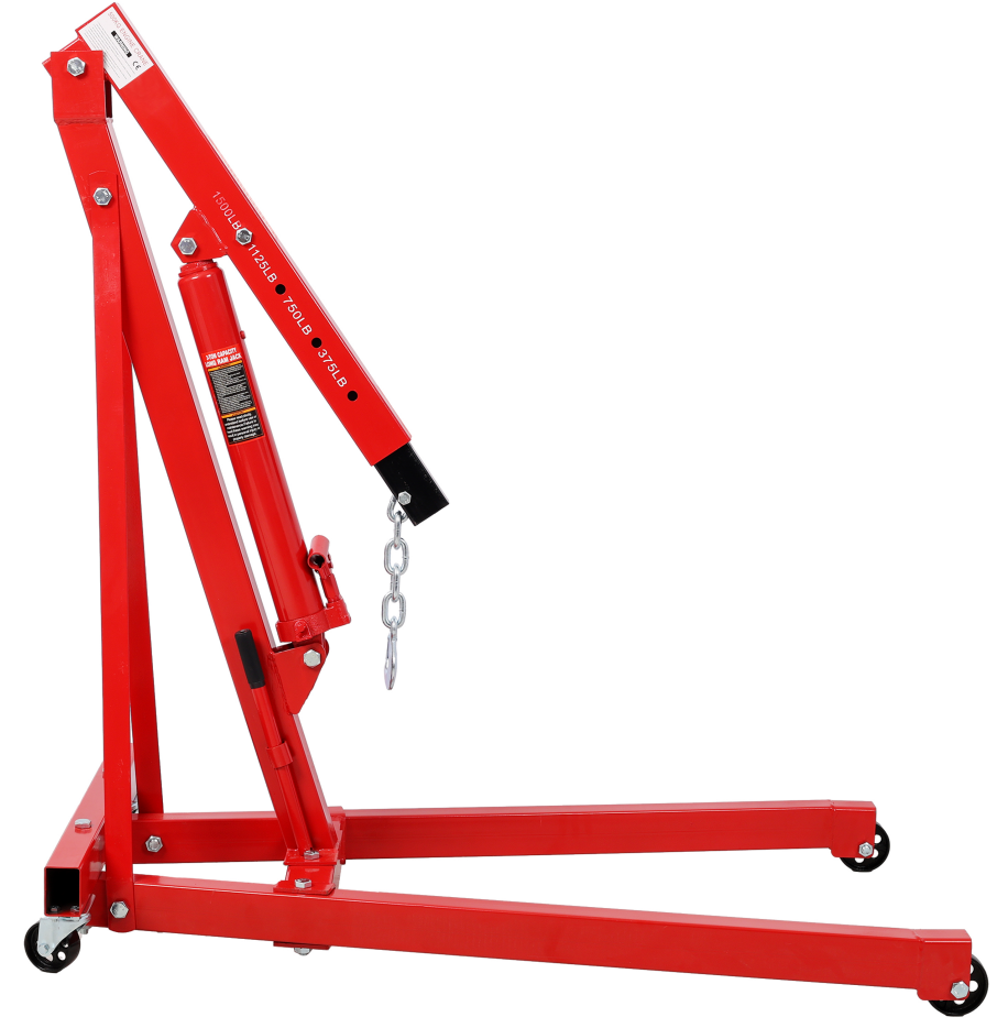 Folding Engine Hoist 1500LB Lift Heavy Duty Steel Crane Red