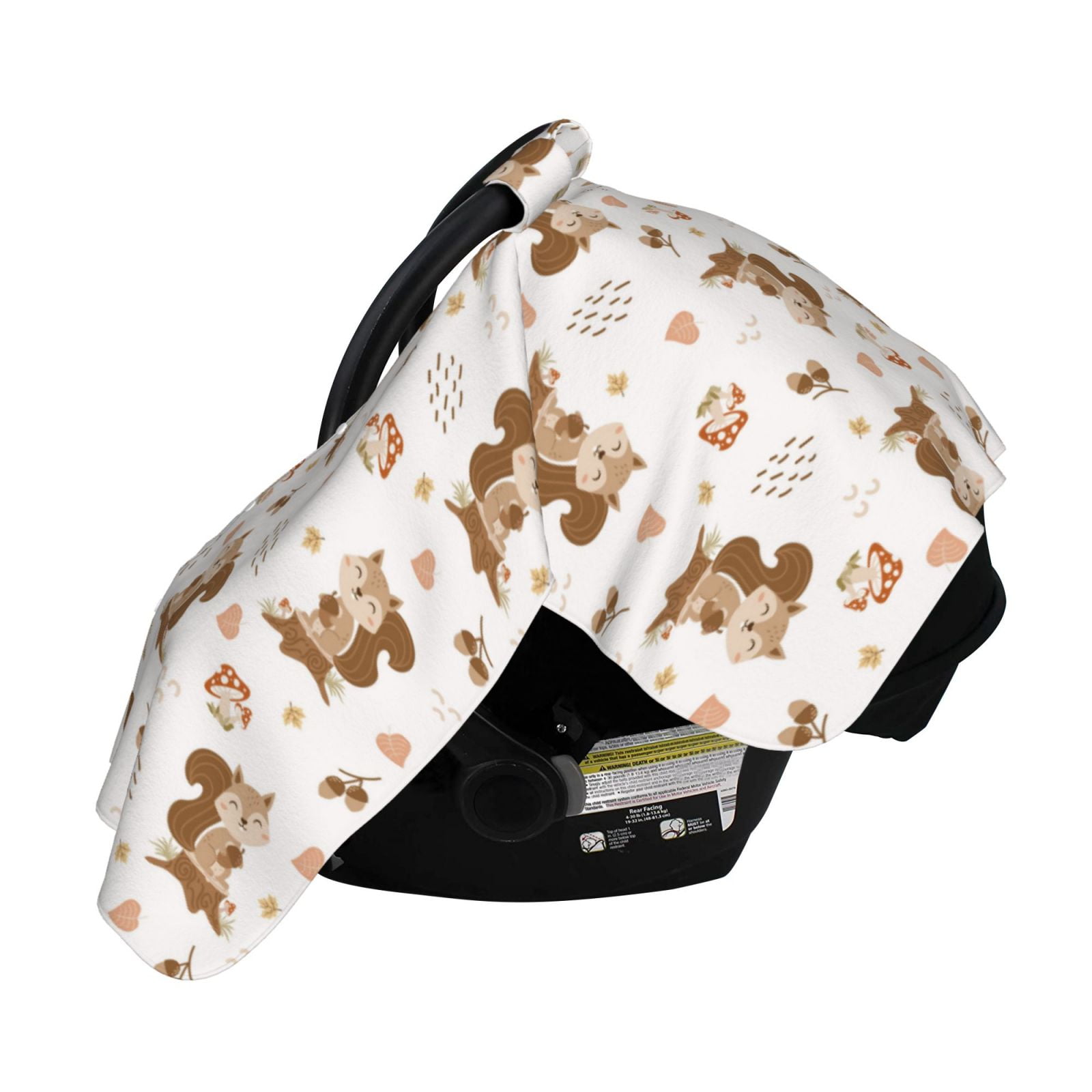 Naloa Fall Squirrel Baby Car Seat Cover, Breathable Baby Carrier Cover, Multiuse Baby Carrier Cover & Nursing Breastfeeding Cover