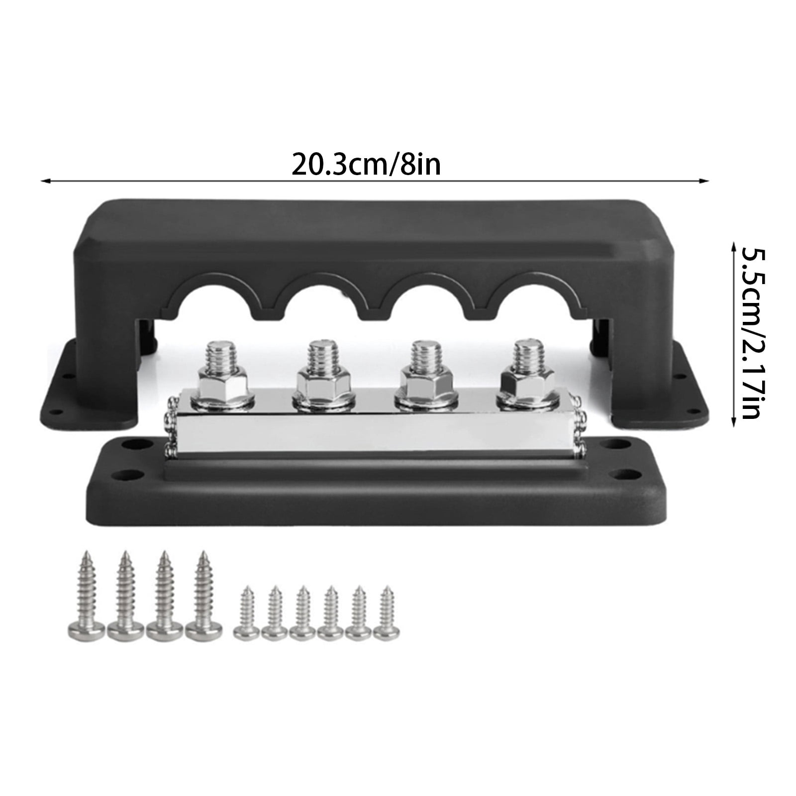 4 Post Power Distribution Block Bus with Cover 600A Marine Bus Terminals Distribution Block (3/8”)