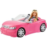 Barbie Collection Doll and 2 Seat Pink Convertible Car with Rolling Wheels