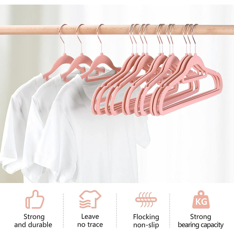 Zober Velvet Kids Hangers for Closet - Pack of 50 Non Slip Childrens Hangers for Shirts, Pants & Dresses w/Swivel Hook - Durable Kids Clothes Hanger