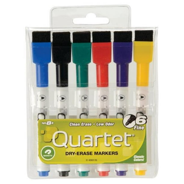 Quartet 51-659312QA Mini Marqueurs d'Effacement à Sec Réinscriptibles - Pack de 6