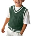 thumbnail image 5 of Tdoqot Gilrs Sweaters Vest- Soft Warm V-Neck Casual Sleeveless Kids Knit Tnak Tops Green Size10-12, 5 of 7