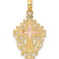 thumbnail image 4 of 14K Two-Tone Two Tone With Lace Trim Crucifix Charm Made In United States k9058, 4 of 5