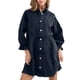 thumbnail image 1 of Vestido Vestido de blusas con cuello de solapa, traje holgado de calle con manga acampanada Simple para mujer Ygjytge Negro T S para Mujer, 1 of 9